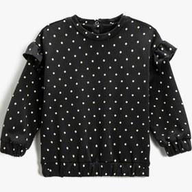 Resim Koton Kız Bebek Puantiyeli Fırfırlı Sweatshirt 3wmg10226ak 