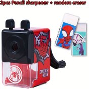 Resim 2 Adet Marvel Spider-Man El Tipi Kalemtraş + Silgi Seti, Yaratıcı Ofis Kırtasiye Takımı, Şirin Masaüstü Aksesuarları 