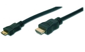 Resim AK-330106-020-S Hdmi Highspeed Bağlantı Kablosu (Hdmi 1.3), 1080p, Hdmi Tip C (mini) Erkek - Hdmi Tip A Erkek, 2 metre, CU, AWG30, 2 x zırhlı, UL, altın kaplama, siyah renk 