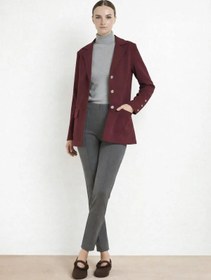Resim Mürdüm Triko Kadın Blazer Ceket - MÜRDÜM / 44 