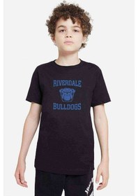 Resim Tshirthane Riverdale Riverdale Bulldogs Logo Baskılı Unisex Çocuk Siyah T-S 