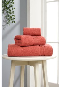 Resim 3lü Havlu Seti Ezgi Kiremit 70x140 + 50x85 + 30x50 Kiremit 