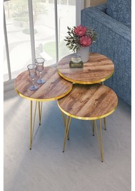 Resim Zigon Sehpa Gold Ceviz Tel 