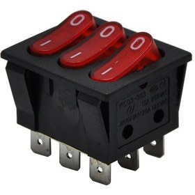 Resim Üçlü Işikli Anahtar On-Off 9P Kırmızı 