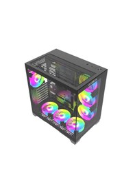 Resim Strong Syrax 7x 120 Mm Fanlı Rgb Led Buton Kontrol Atx Akvaryum Siyah Gaming Bilgisayar Kasası Powersız 