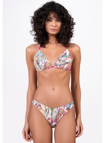 Resim Endeep Kadın Desenli Özel Lurex Kumaşlı Yarım Dolgulu Üçgen Bikini Takımı Kırmızı 