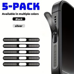 Resim 5 Adet Premium Metal Toz Geçirmez Ağlar iPhone 12/13/14/15 Serisi için - Entegre Toz Koruma Filmi, Toza Karşıtı Etiketler, iPhone 15/15 Pro/15 Pro Max/15 Plus & 14/14 Plus/14 Pro/14 Pro Max/13/13 Pro/13 Pro Max/12/12 Pro/12 Pro Max ile Uyumlu 