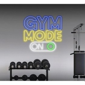 Resim Gym Mode On Yazılı Ve Şekilli Neon Tabela Mavi 