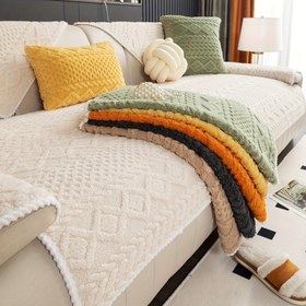 Resim 1 adet Klasik Jakarlı Shu Kadife Koltuk Örtüsü, Evcil Hayvan Dostu Kaymaz Koltuk Örtüsü, Makinede Yıkanabilir, Nefes Alabilen Polyester 100%, Koltuk Sandalyesi'ye kadar Seksiyonel Koltuklar için Uygun, Ev ve Ofis Dekoru için Fuzzy Koltuk Koruyucu 