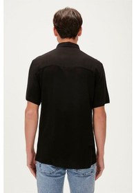 Resim Bad Bear Smile Shirt 23.01.30.004s Siyah Kısa Kollu Baskılı Erkek Gömlek Siyah 