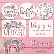 Resim 5 adet Hoş Geldiniz Şablon Seti - Yeniden Kullanılabilir DIY Harf Sanat Şablonları, Scrapbooking, Logolar, Gömlek Kanvası, Duvarlar, Mobilyalar, Zemin Dekoru için Uygun 