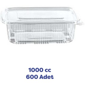 Resim TiriStore Tiri Store Kapaklı 1000 cc Düz Kapak Sızdırmaz Plastik Kap 600 Adet Şeffaf 