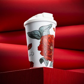 Resim Tantitoni KAKE BEYAZ ÇİÇEK DESENLİ PASLANMAZ ÇELİK TERMOS BARDAK 380ML 