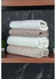 Resim Hazal %100 Pamuklu Kutulu 4'lü Banyo Havlu Seti Hamam Takımı 50x90 - 90x150 Bej-krem - 00081 Bej 