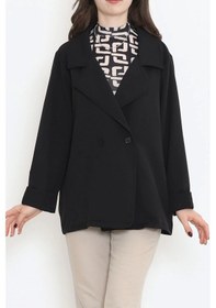 Resim Oversize Düğmeli Ceket Siyah - 951.1247. Çok Renkli 