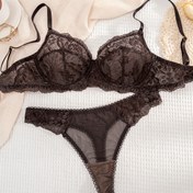 Resim 1 Set Kadınlar İçin Şık Dantel Çelik Yüzük İnce Kupa Rahat İç Giyim Seti, Düz Renk Kontrast Dantel Detaylı, Yetişkin Boyutu, Zarif İç Çamaşırı Seti|Şık İç Giyim|Dantel Detaylandırma, Kadınlar İçin İç Çamaşırı Setleri 