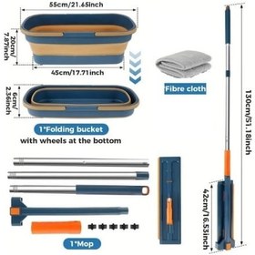 Resim Periboia Katlanabilir Temizlik Mopu Ve Tekerlekli Kova Seti Karışık Çok Renkli 