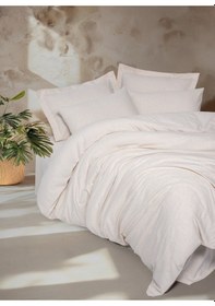 Resim Cotton Box Cotton Keten Çift Kişilik Nevresim Takımı Basic Bej Bej 