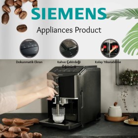 Resim Siemens Full Tam Otomatik Kahve ve Espresso Makinesi Pompa Basıncı 15 Bar Seramik Öğütücü Süt Köpürtücü Çekirdek Kahve 