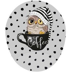 Resim Kahve Sever Gececi Baykuş - Bilek Destekli Oval Mousepad 