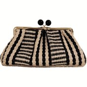 Resim Şık Siyah Çizgili Kadın Gece Çantası, Boncuk Detaylı, Çıkarılabilir Askılı ve Tokalı Kapatmalı - Düğünler, Partiler, Resmi Etkinlikler İçin Çok Yönlü Aksesuar, Zarif Tasarım, Minimalist Desen, Kumaş Astarlı, Özel Günler İçin El Çantası, Parti Tutkunları 