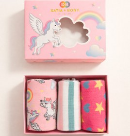 Resim Katia&Bony Kız Çocuk Unicorn Desenli 3'lü Kutulu Soket Çorap 