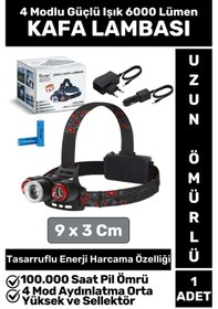 Resim Profesyonel Kamp Avcı Balıkçı Deprem Güçlü Işık 4 Mod Aydınlatma Şarjlı 6000 Lümen Kafa Lambası Çok Renkli 