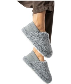 Resim Kadın Lastikli Kaymaz Taban Peluş Havlu Kumaş Ev Ayakkabısı Panduf Gri-gri Gri 