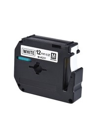 Resim Yaleker M-k231 12mm Beyaz Zemin Siyah Yazılı Etiket Bandı - 8m Uzunlukta, Plastik Malzeme 
