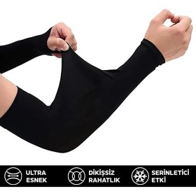 Resim Kol Çorabı Güneş Korumalı Motosiklet Bisiklet Kolluk Siyah 