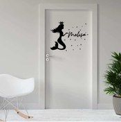 Resim cnpromosyon Deniz Kızı Ve Yıldızlar - Isme Özel Dekoratif Kapı Sticker, Çıkartma 