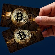 Resim 2 adet Bitcoin Temalı PVC Kart Sticker'ları - Kredi, Çek, Ulaşım ve Anahtar Kartları için Şık Altın Tonlu Tasarımlar - Erkekler ve Kadınlar için Dayanıklı, Cilt Sticker'ları, Anahtar Sticker'ları 
