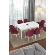 Resim Canisa Concept Via Serisi Açılabilir Beyaz Renk Mutfak Masası Takımı, Yemek Masası+6 Adet Sandalye 