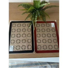 Resim Yıkanabilir Silikon Pişirici Mat, Makaron Desenli, 40X30 Cm, Siyah Veya Kırmızı 