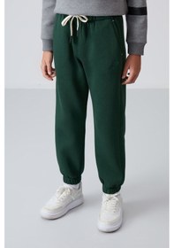 Resim Tommylife Tommy Life Çam Yeşil Pamuklu Kalın İçi Tüylü Yumuşak Dokulu Standart Fit Baskılı Erkek Çocuk Eşofman Alt - 112 Çam Yeşili 