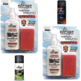 Resim caraks 150ml Klima ve Hava Temizleyici Sprey + 2 Adet 200ml Süt Silikon Set +150ml Oto Parfüm Ebrayn-4Parça 