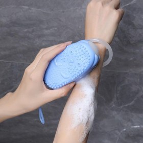 Resim 2 adet Yumuşak Silikon Köpük Temizleyici Fırça - Çift Taraflı Vücut Peeling Aleti, Erkekler ve Kadınlar İçin Nazik Cilt Peelingi, Mavi-Mavi Hassas Cilt Fırçası, Dayanıklı ve Kullanımı Kolay, Banyo Peelingi | Yumuşak Kıllar | Ergonomik Tutma 