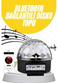 Resim Disko Topu Renkli Işıklı Lazer Parti Bluetooth Bağlantılı Led Kür Renkli 