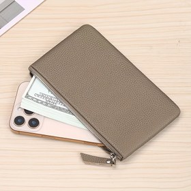Resim GERUOLA Gerçek Deri Fermuarlı Cüzdan - Vintage Tarz, Süper Yumuşak, Büyük Kapasiteli, Kahverengi İnek Derisi Telefon ve Makyaj Çantası Kadınlar İçin, Sevimli Cüzdan 