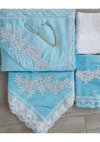 Resim Lamazihome Kadife Seccade Takımı 5 Parça Çeyizlik Bohça Takımı (446466083) 