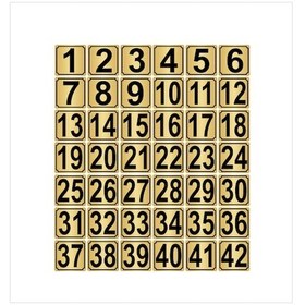 Resim Metal Kapı,masa,dolap Numarası 15cmx15cm 42 Adet (1…42) Altın Renk Metal 