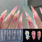 Resim 1 Adet Zambak & Kiraz Çiçeği Yapraklı Silikon Tırnak Kalıbı - Gradyan Pembe-Sarı Petal, Beyaz Merkez Aksanlı ve Yeşil Yapraklı DIY Manikür Pedikür Tasarımı için Yüksek Kaliteli Yeniden Kullanılabilir Tırnak Dekoru, Kadınlar İçin Tırnak Aksesuarları, Dayanıklı Mutfak Aracı 