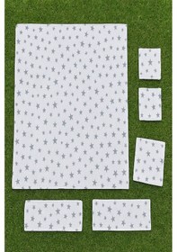 Resim More Home Müslin Bezi Set 5 Parça % 100 Pamuklu Yıldızlı Gri - Beyaz 