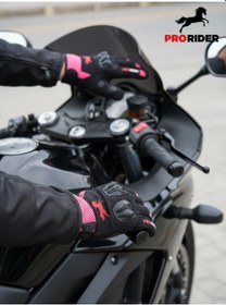 Resim Prorider Yüksek Korumalı Kadın Motosiklet Eldiveni Pembe Avuç İçi Slider Korumalı 