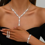 Resim Zarif Blingbling Ağustos Doğum Taşı Kolye ve Küpe Seti Sentetik Taşlar ve Gümüş Kaplama ile 