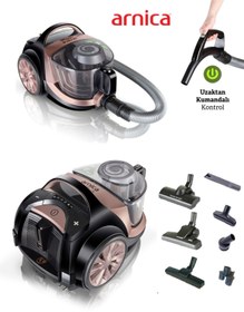 Resim Arnica Turbo Başlıklı Kumandalı Torbasız Süpürge HEPA 13 Alerjik Filtreli Ultra Sessiz-Tartı Hediyeli 