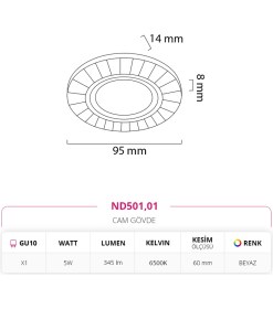 Resim Nevo Sıva Altı Cam Spot ND501 