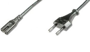 Resim AK-440104-018-S Mains Güç Kablosu, Euro C7 erkek <==> Euro C7 dişi, 1.80 metre, H03VVH2-F 2G 0.75qmm 