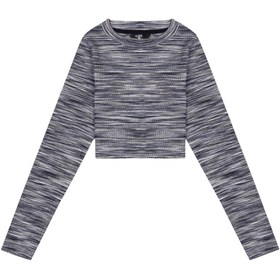 Resim Bassigue Kadın Mavi/beyaz Örme Crop Top 