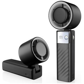 Resim Şarj Edilebilir El Tipi Vantilatör, Mini Taşınabilir Vantilatör 5000mah, Açık Siyah, 